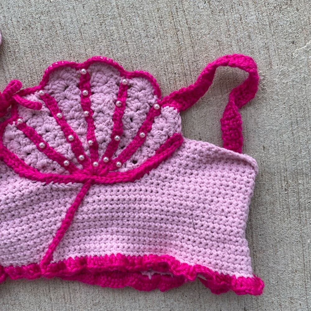 HAND CRAFTED Cropped Top Crochet Bralette Bikini Mermaid